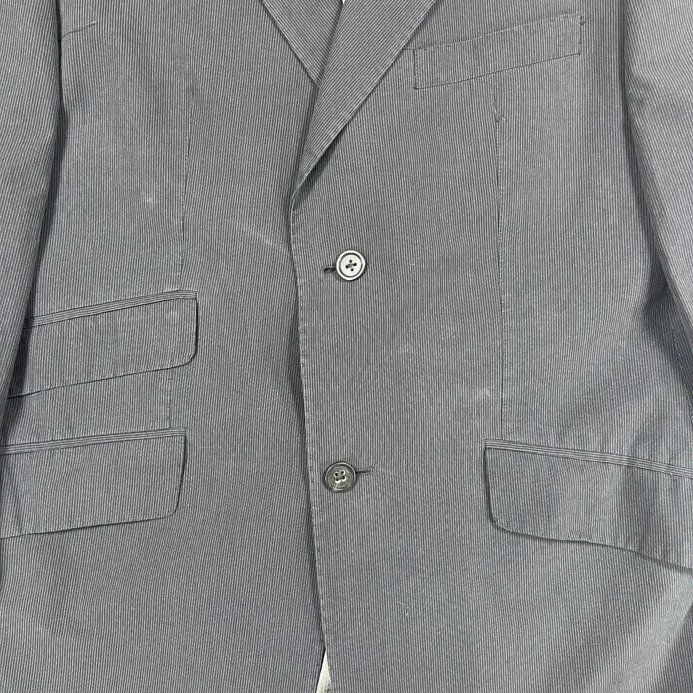 Banana Republic Blazer Jacket Mens 44R Black Pinstripe Business Single Breasted
